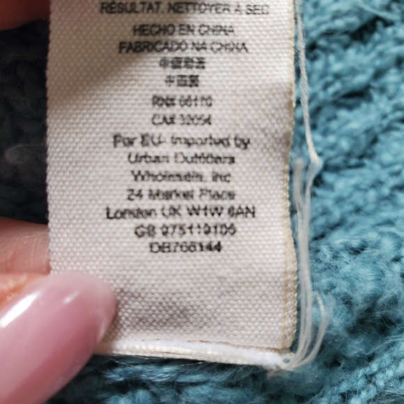 Free People Sweater Large Blue Cropped Chunky Knit Beach Oversized Slouchy - Picture 6 of 9